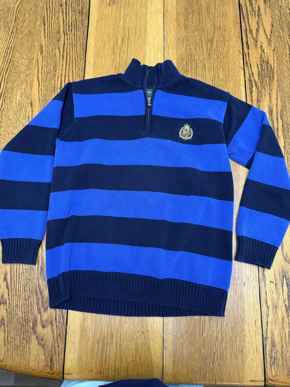 Lauren Ralph Lauren Sweater Mens Small Striped Half Zip Crest‎ Pullover Preppy